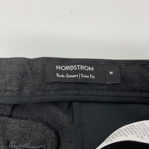 Nordstrom Men's Gray Tech Smart Trim Fit Dress Pants Drawstring Waistband Size M - Picture 6 of 8